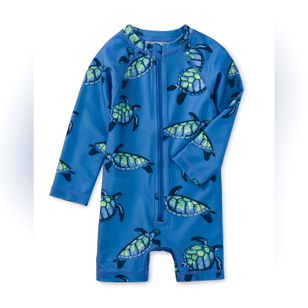 Tea Collection Rash Guard Baby Swimsuit in Turtle Print, 6-9 months
